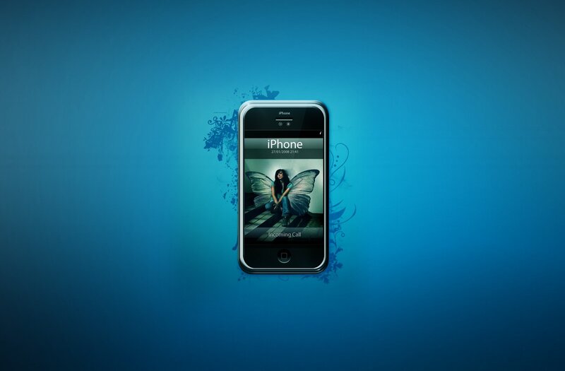 iPhone with butterfly girl wallpaper