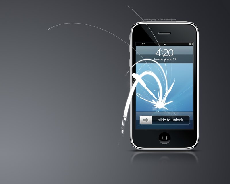 iPhone with cracked screen