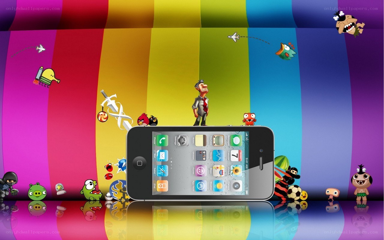 iPhone with game characters
