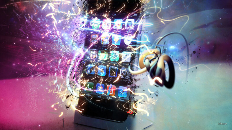 iPhone with vibrant energy effects