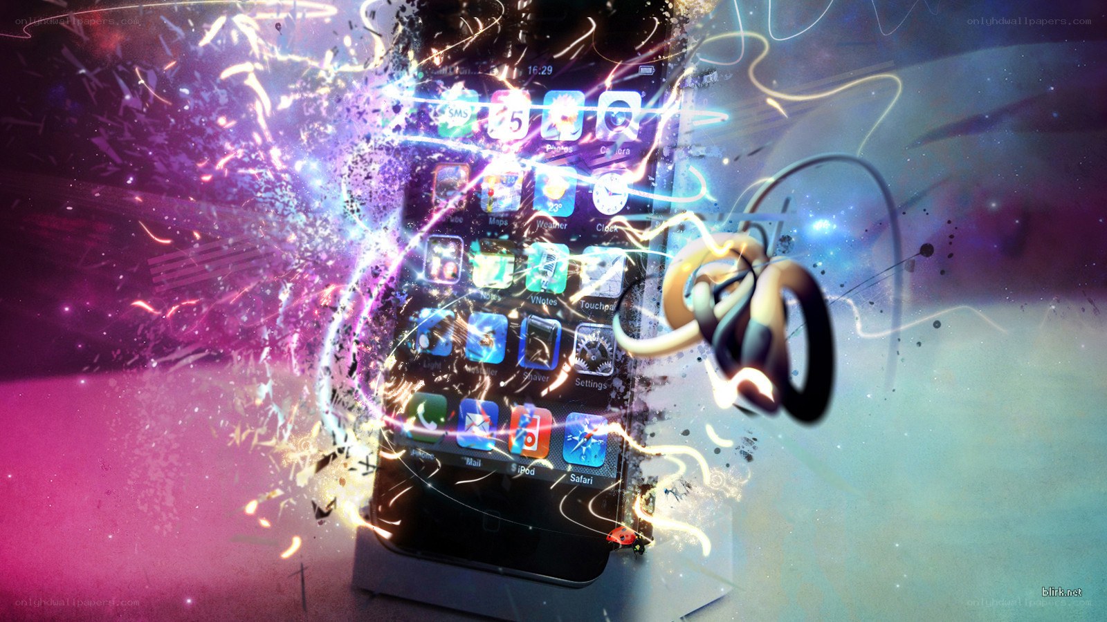 iPhone with vibrant energy effects