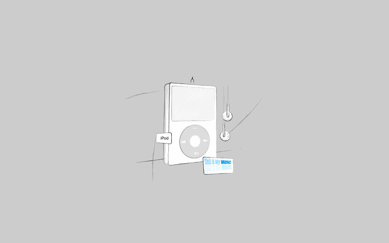 iPod and earbuds sketch