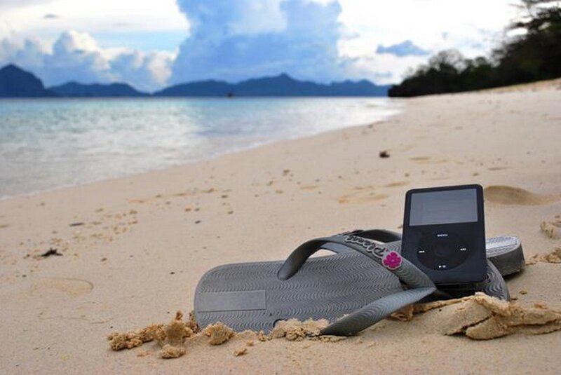 Ipod and Flip-flops on Beach