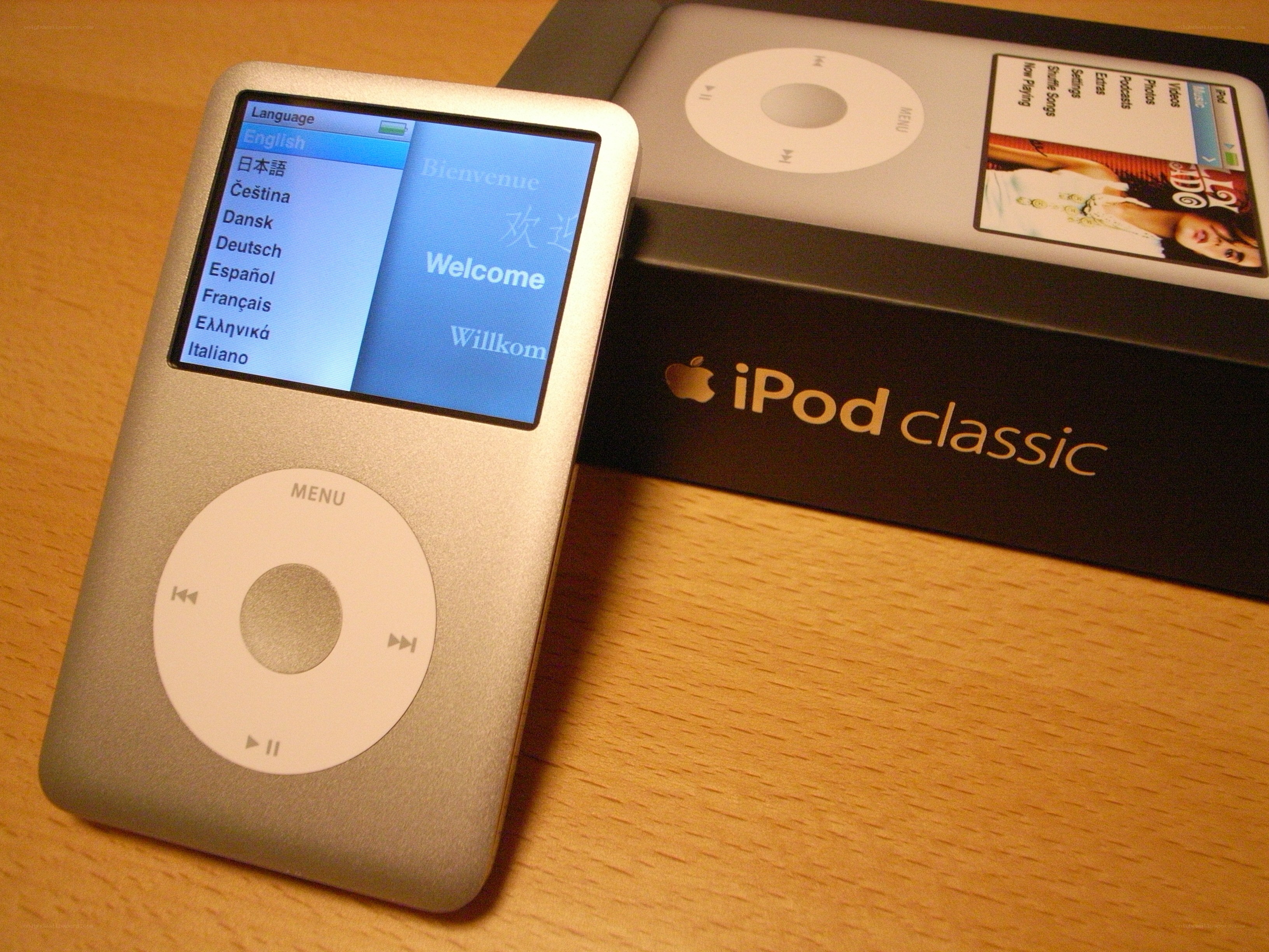 iPod Classic on wooden surface