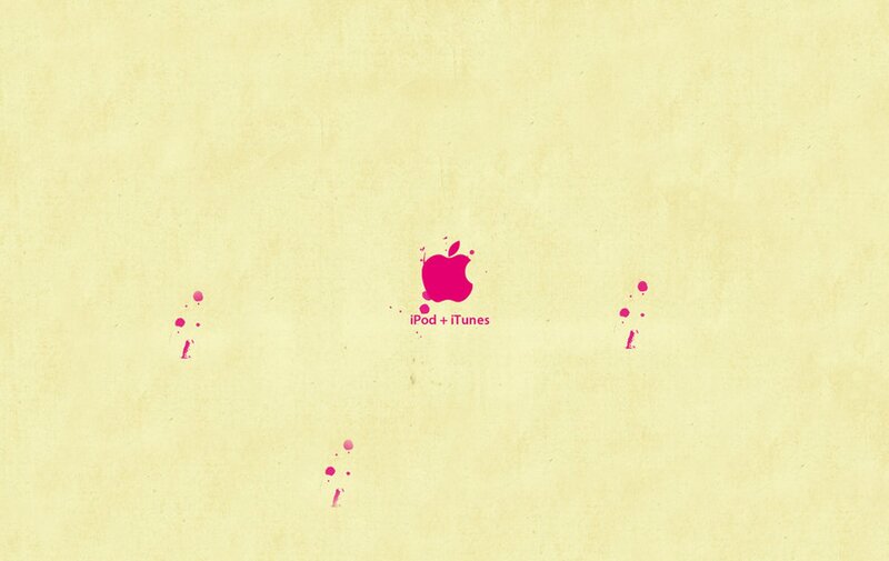 iPod + iTunes logo on textured background