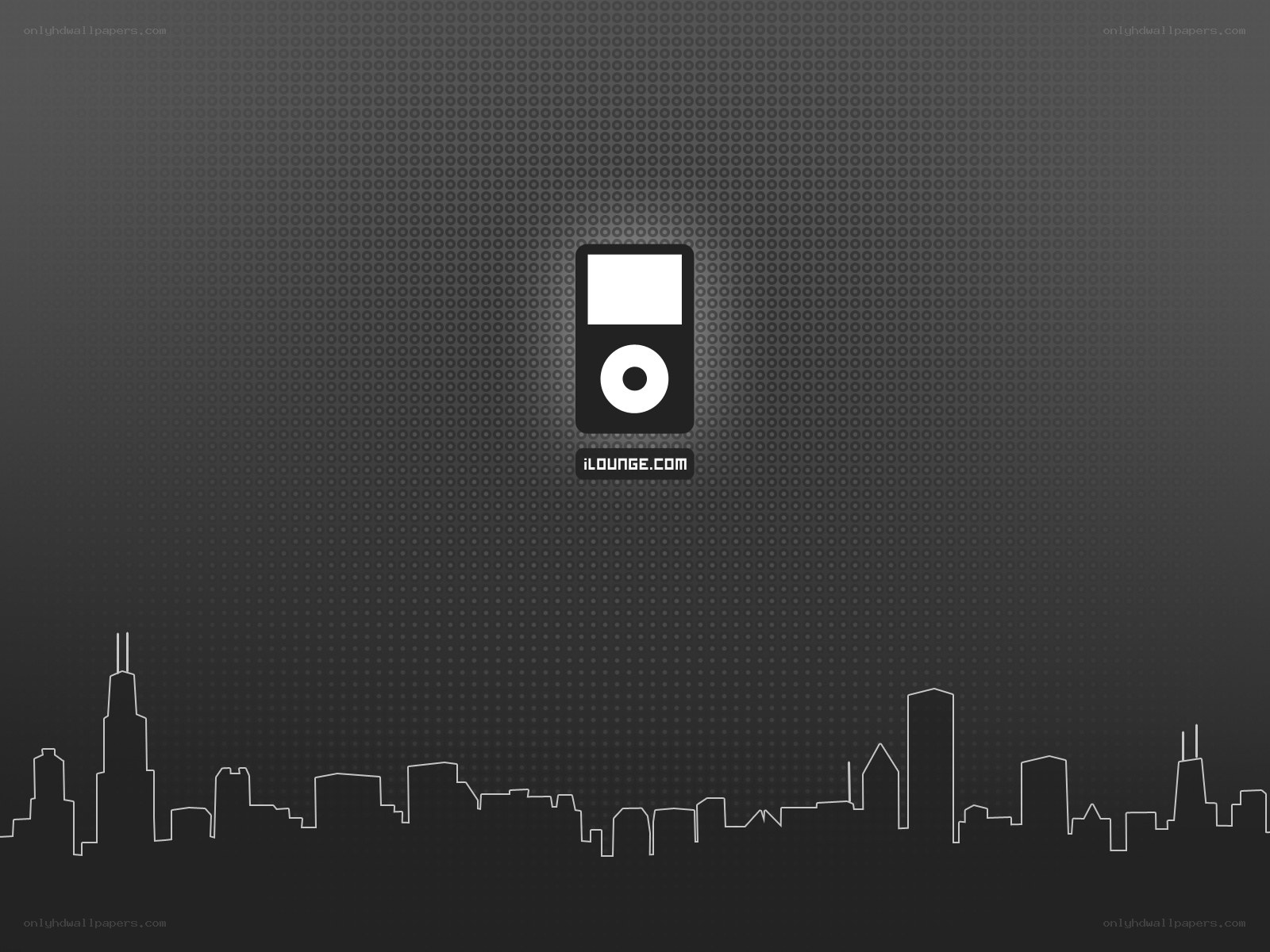 iPod logo with city skyline