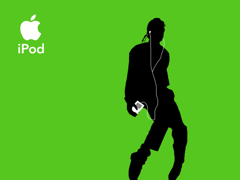 iPod silhouette on green