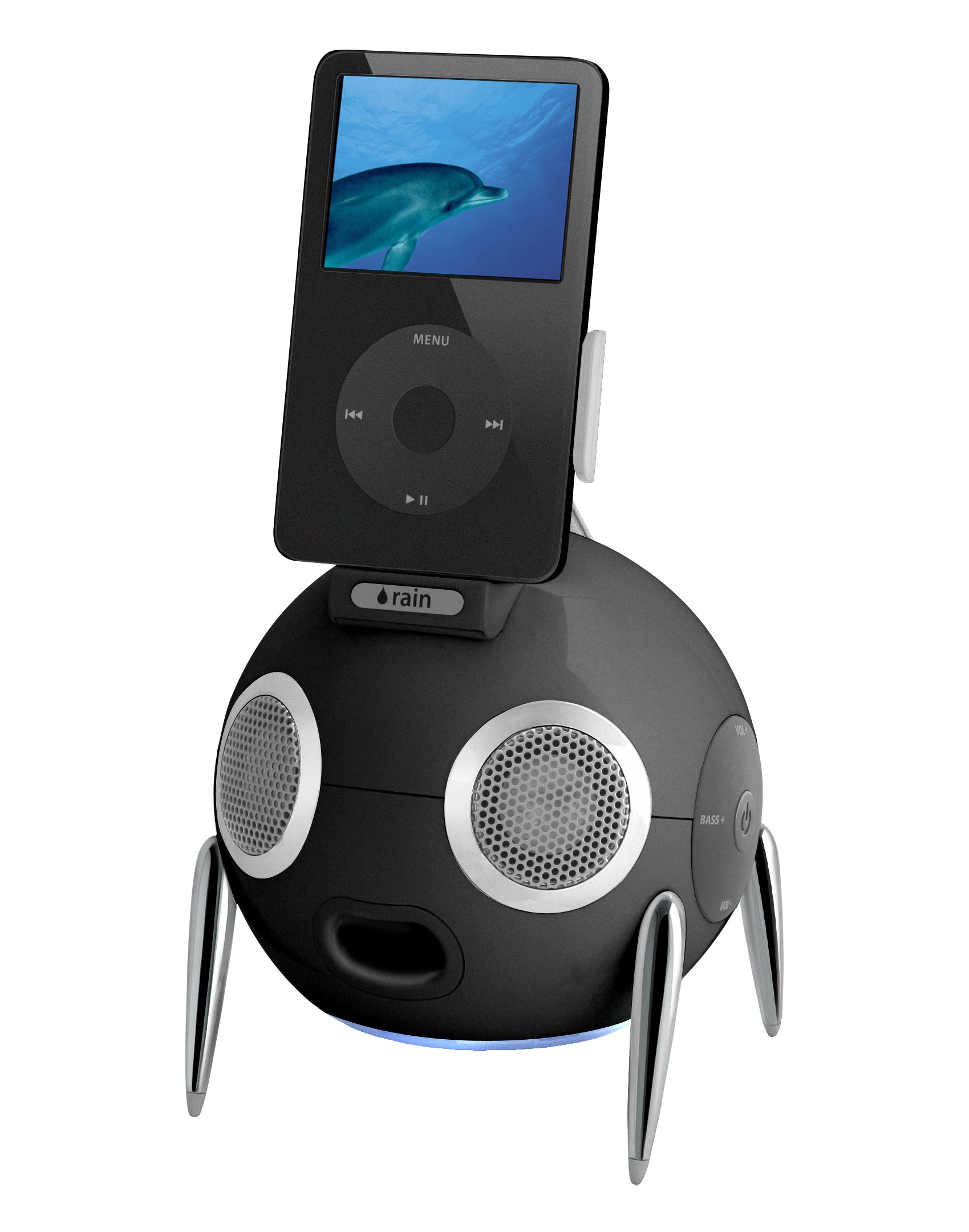 iPod speaker dock with dolphin screen