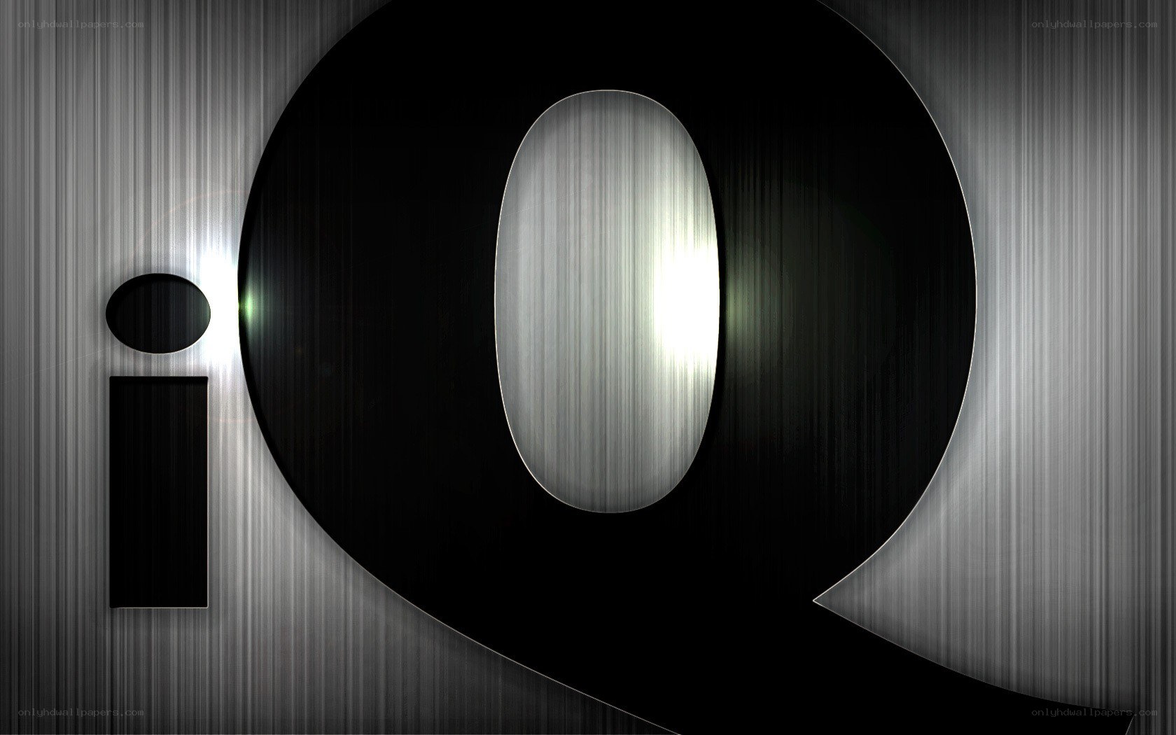 iQ logo on metal background