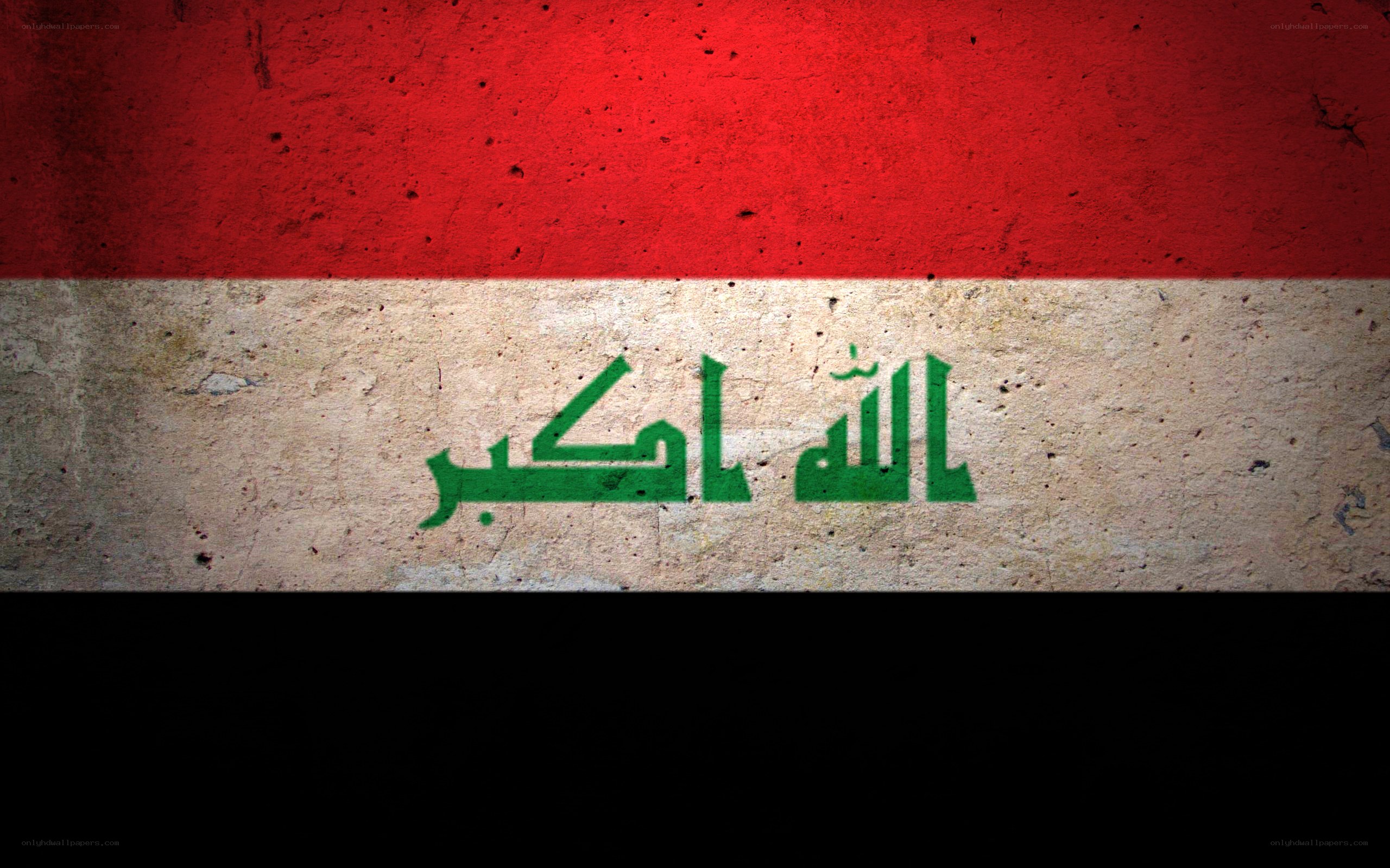 Iraqi flag on textured wall