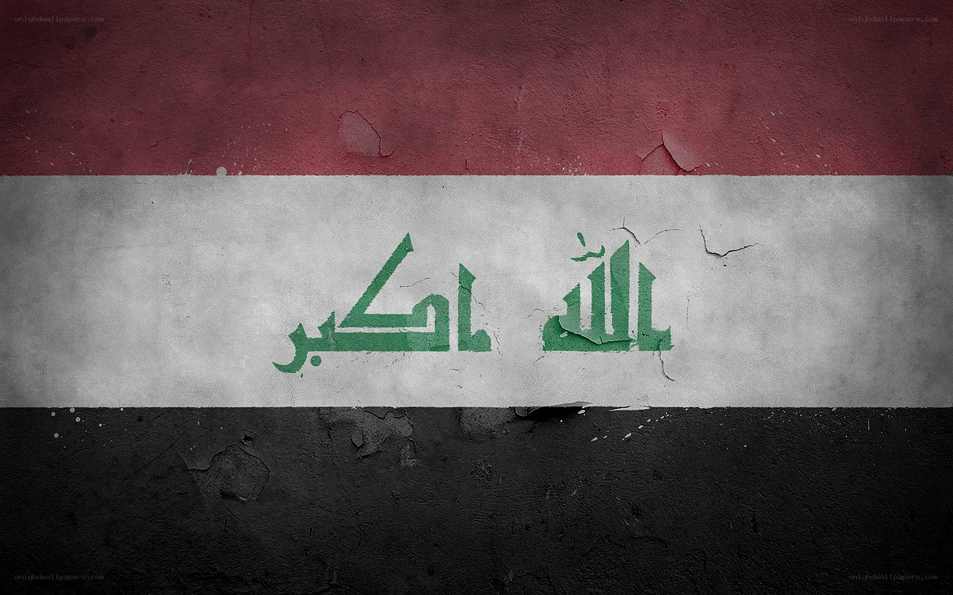 Iraqi flag on weathered wall