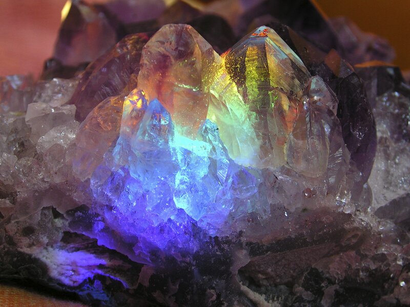 Iridescent crystal cluster