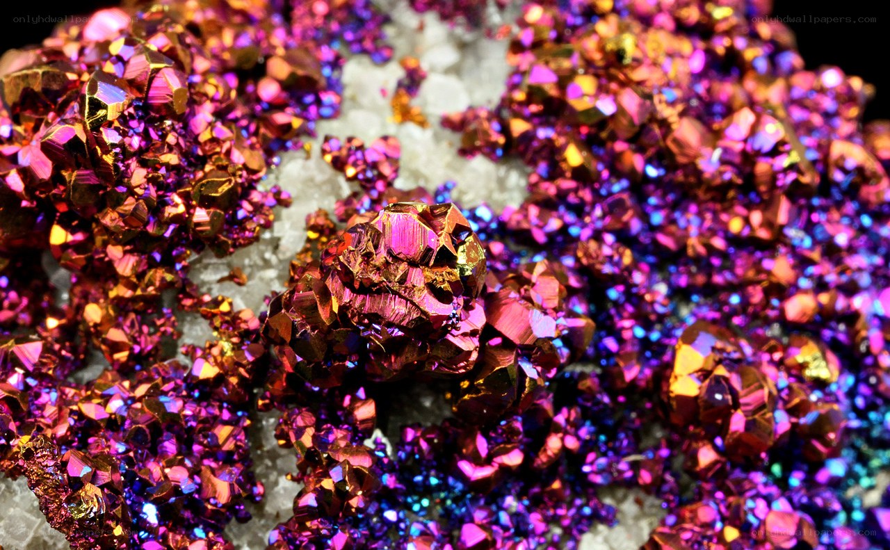 Iridescent mineral crystals