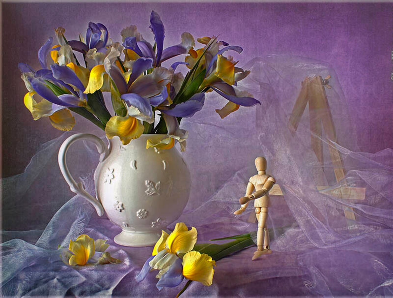 Iris Flowers in Vase