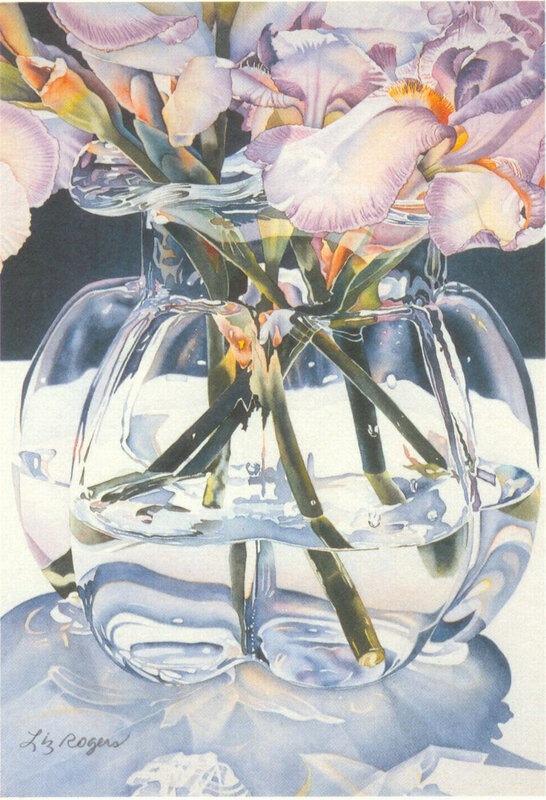 Iris in a glass vase