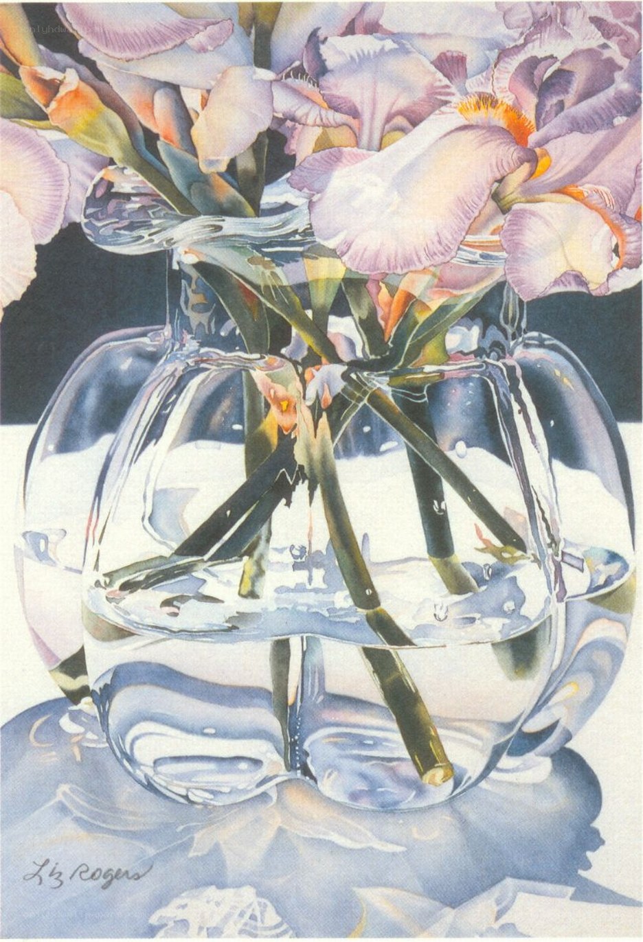 Iris in a glass vase