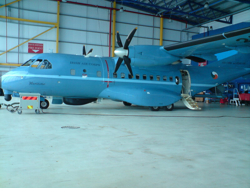 Irish Air Corps aircraft in hangar
