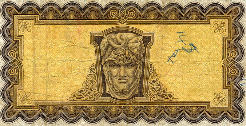 Irish banknote with classical head