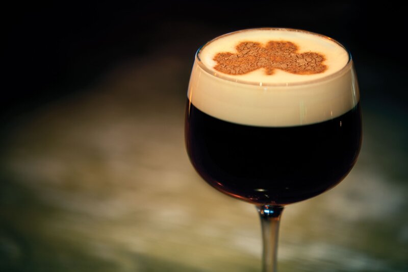 Irish coffee with shamrock