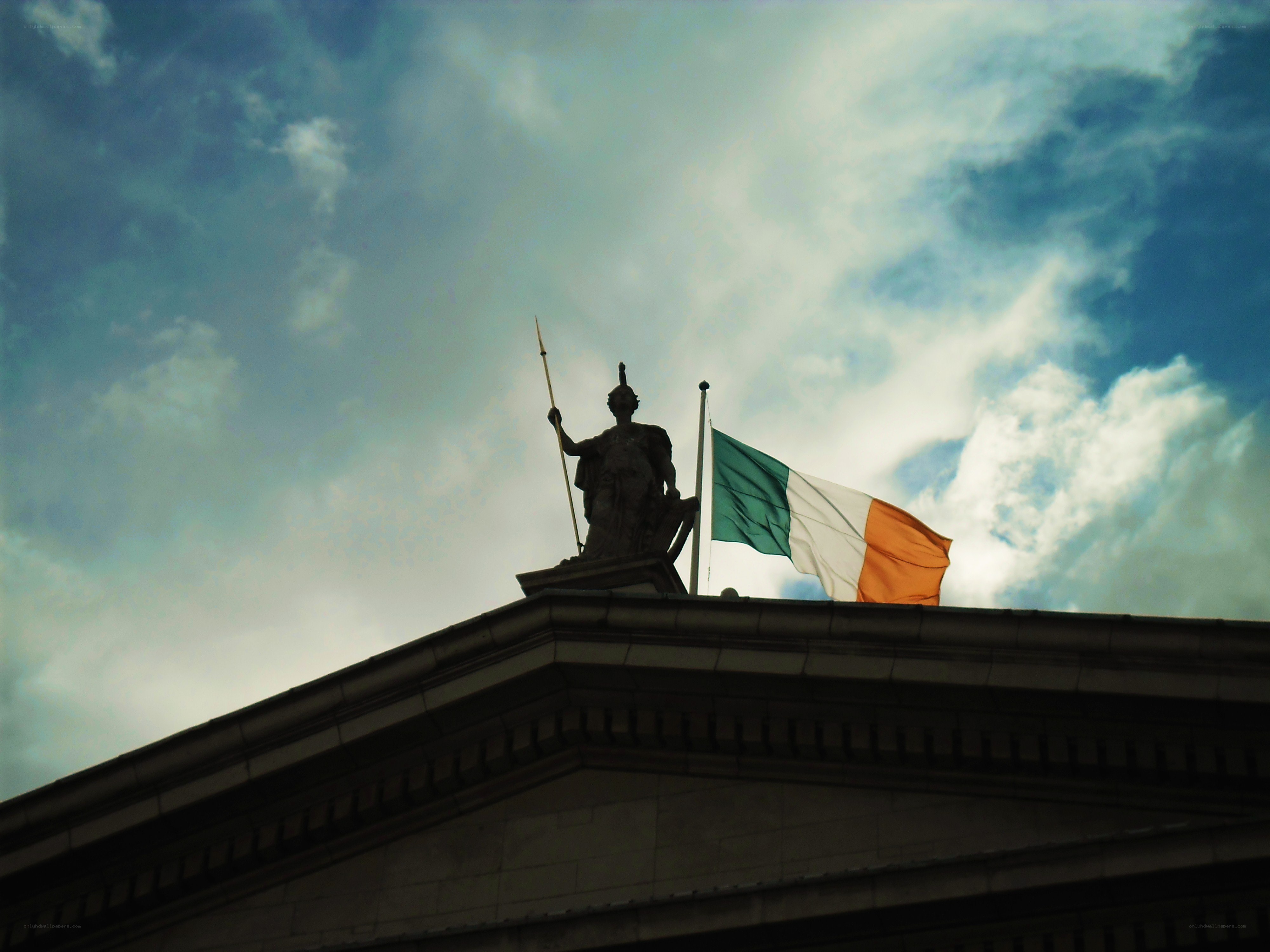 Irish flag on building roof