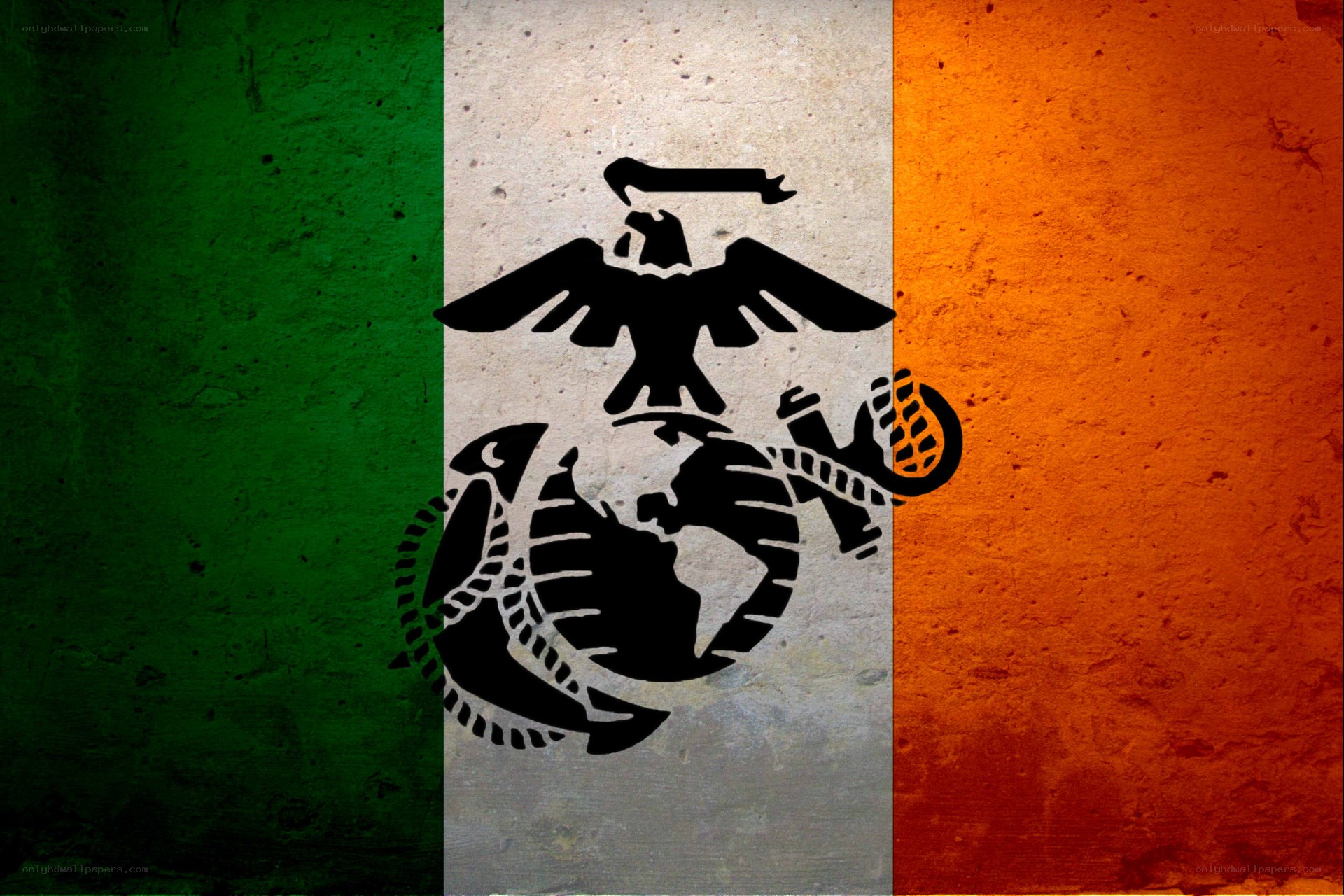 Irish flag with Marine Corps emblem