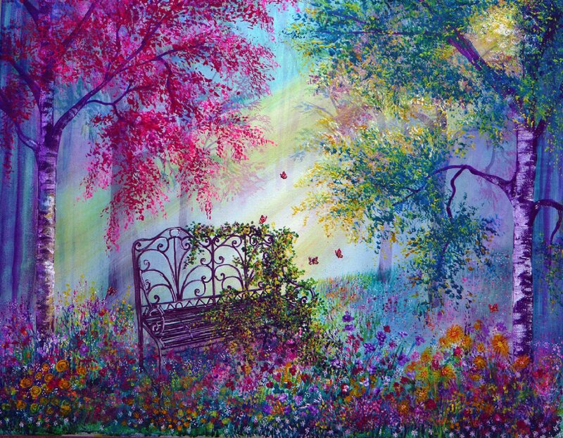 Iron Bench in Garden