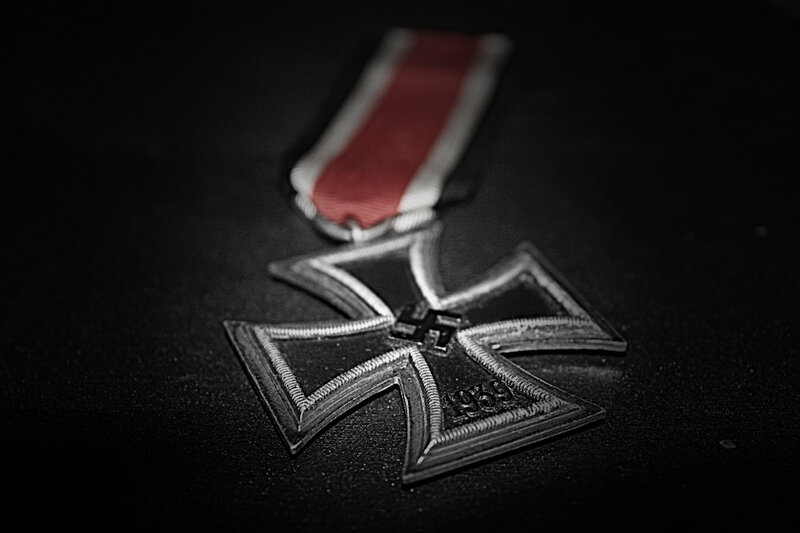 Iron Cross medal on black background