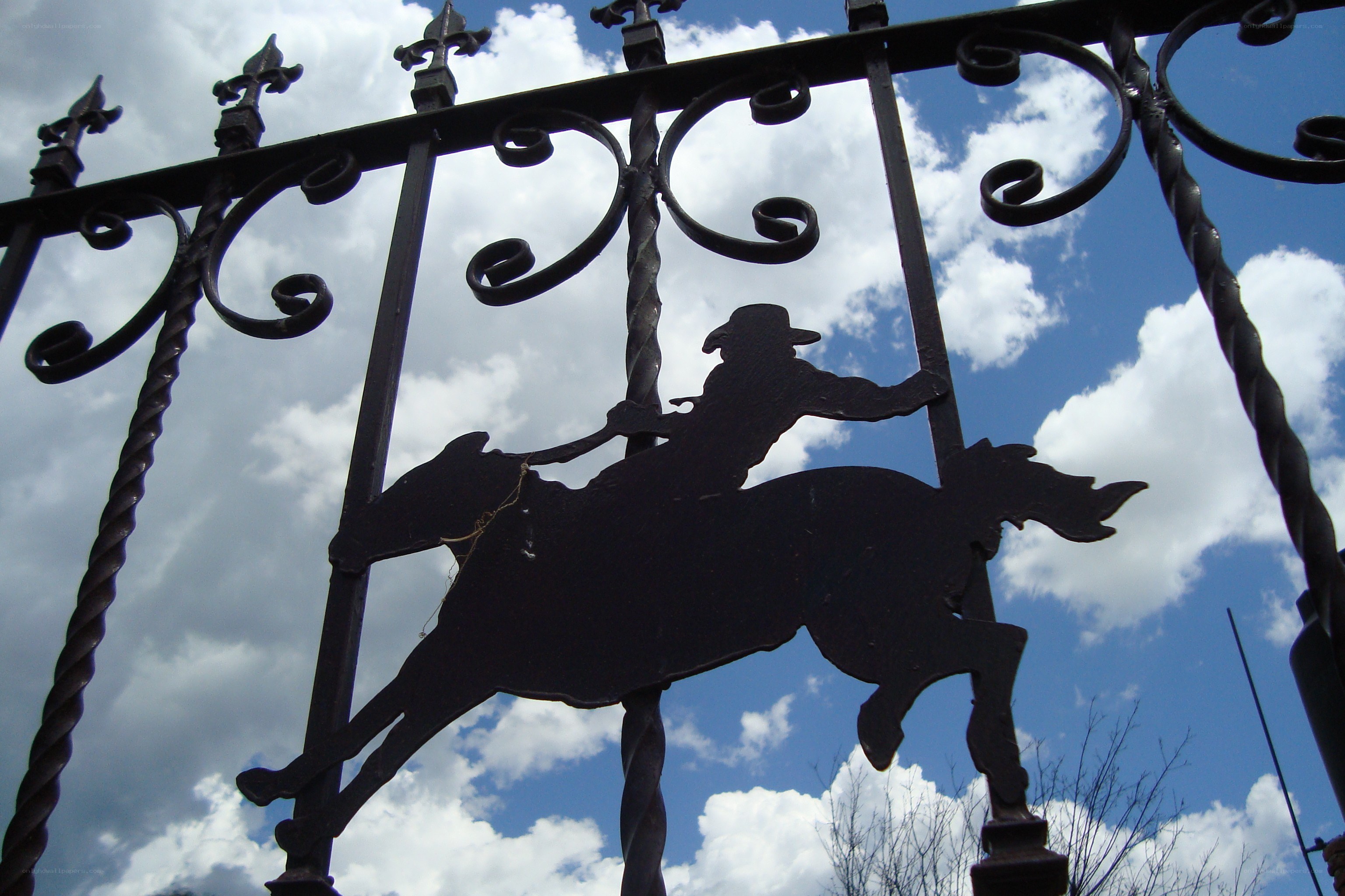 iron gate with cowboy silhouette