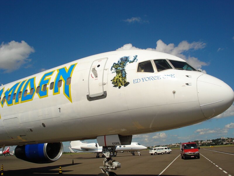 Iron Maiden airplane on tarmac