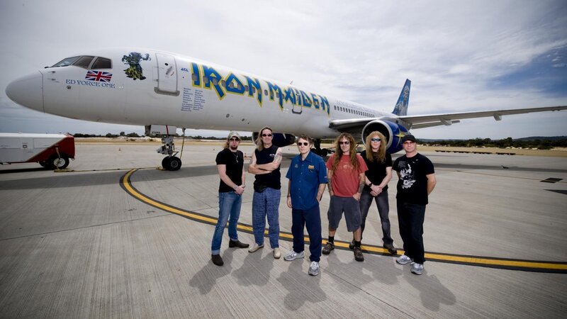 Iron Maiden band with their plane
