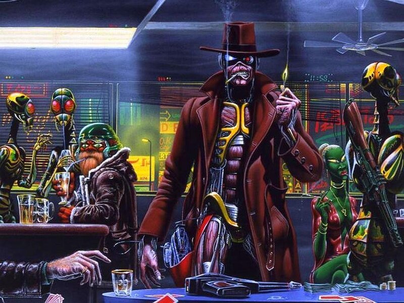 Iron Maiden in a futuristic bar