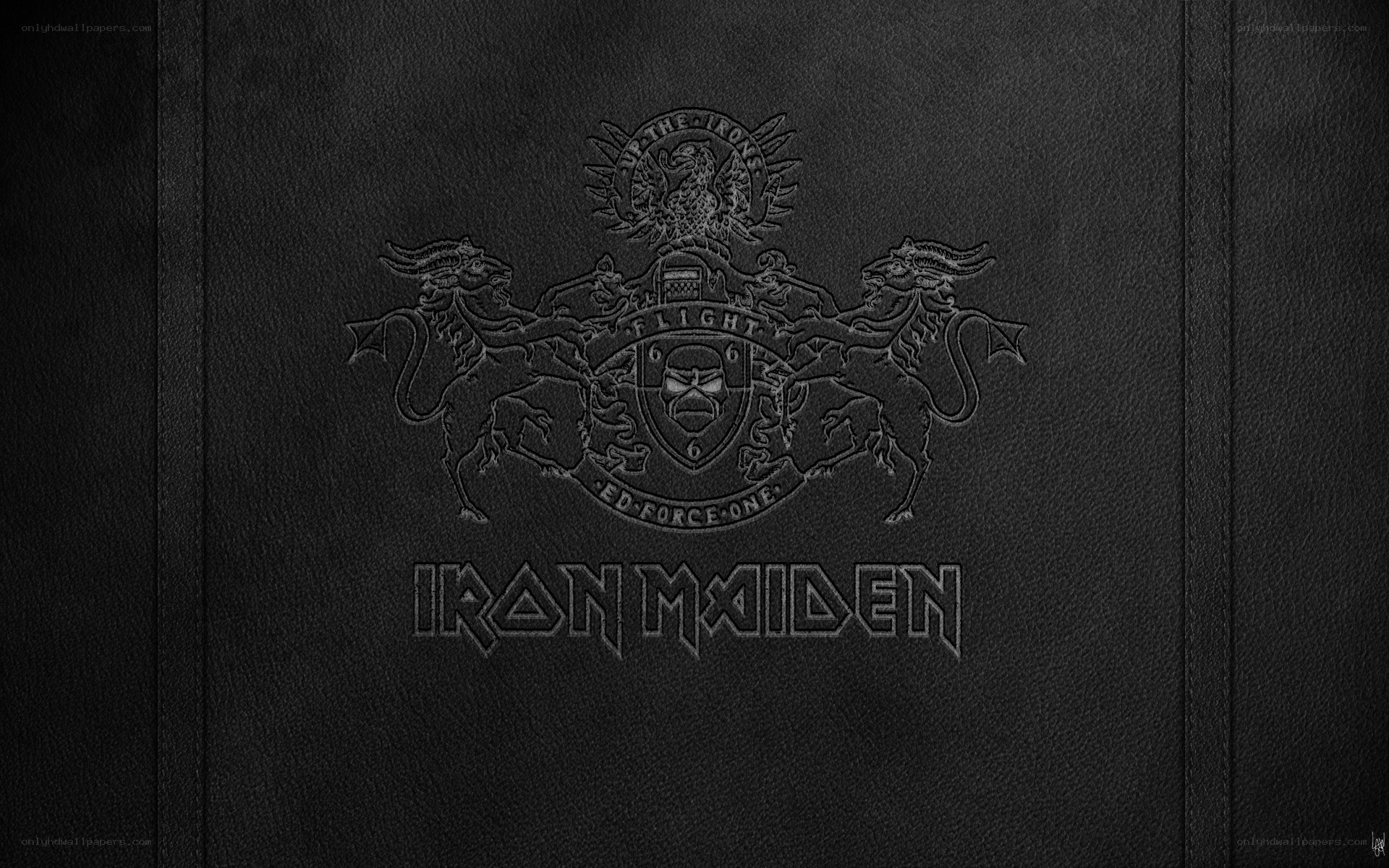 Iron Maiden logo on leather