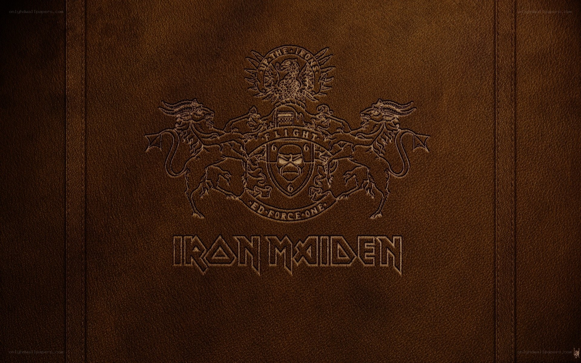 Iron Maiden logo on leather