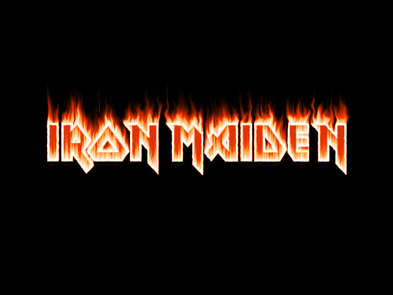 Iron Maiden logo with flames