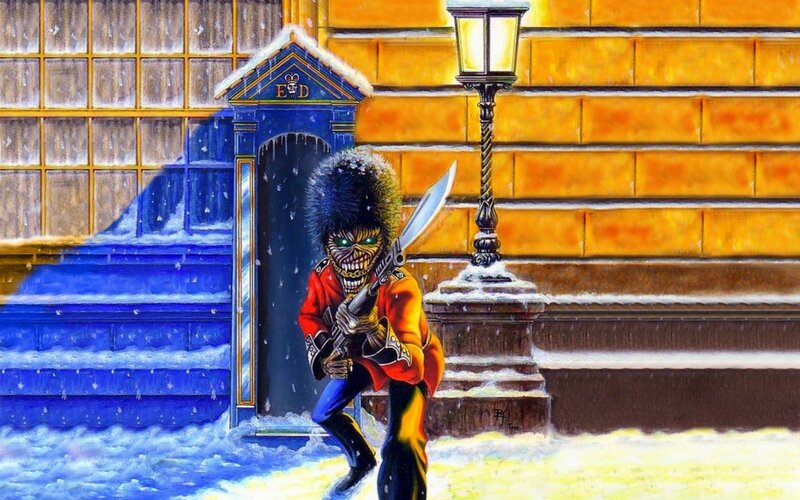 Iron Maiden mascot in snow