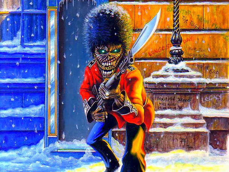 Iron Maiden mascot in snow