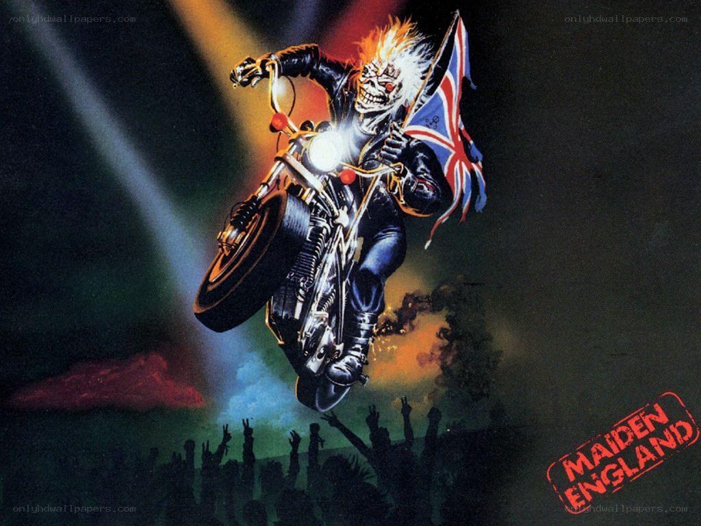 Iron Maiden on a motorcycle