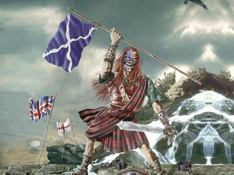 Iron Maiden warrior with Scottish flag