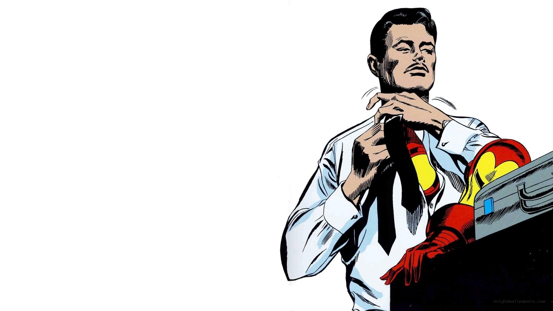 Iron Man adjusting his tie