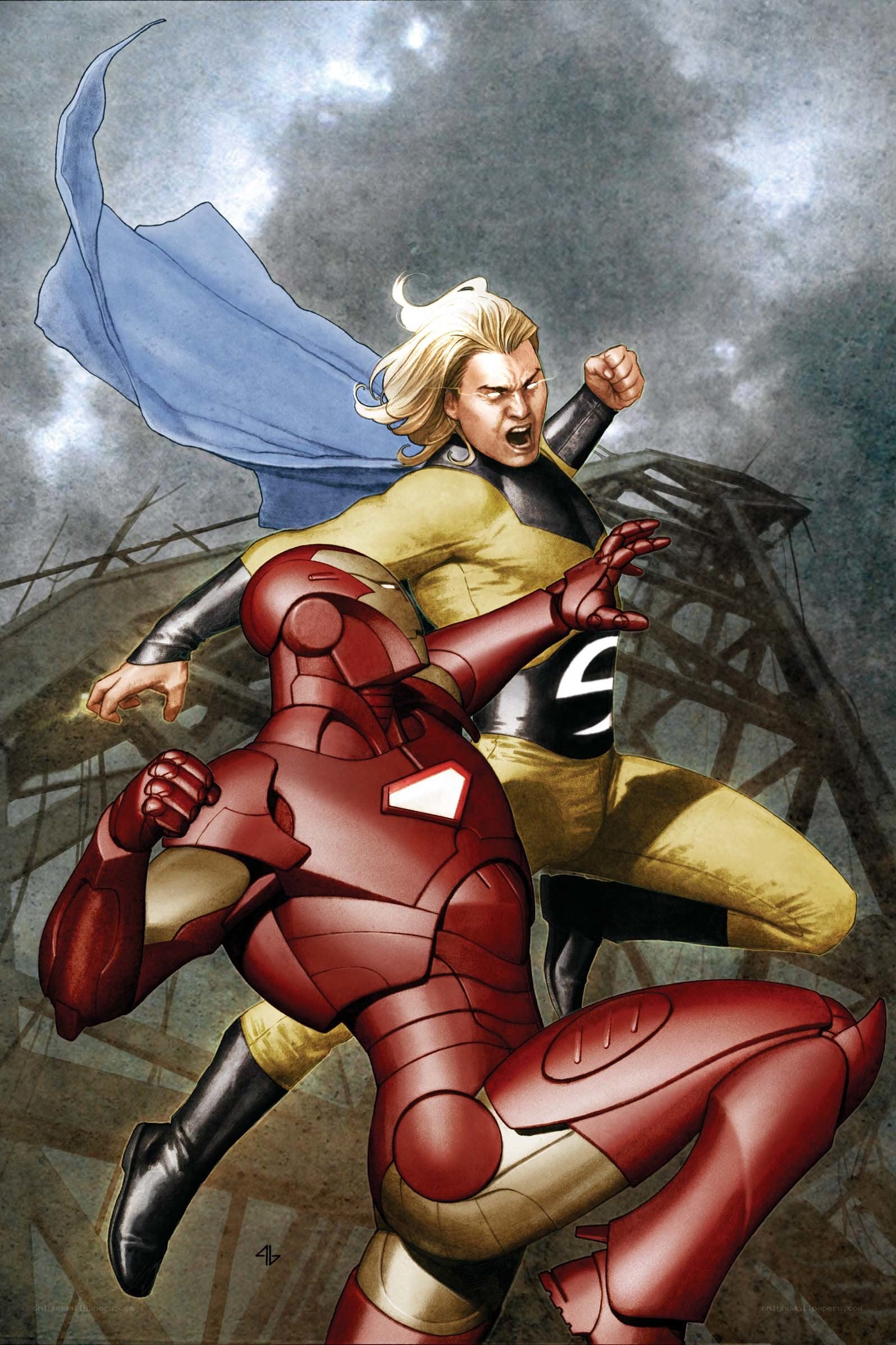 Iron Man and Quicksilver in action