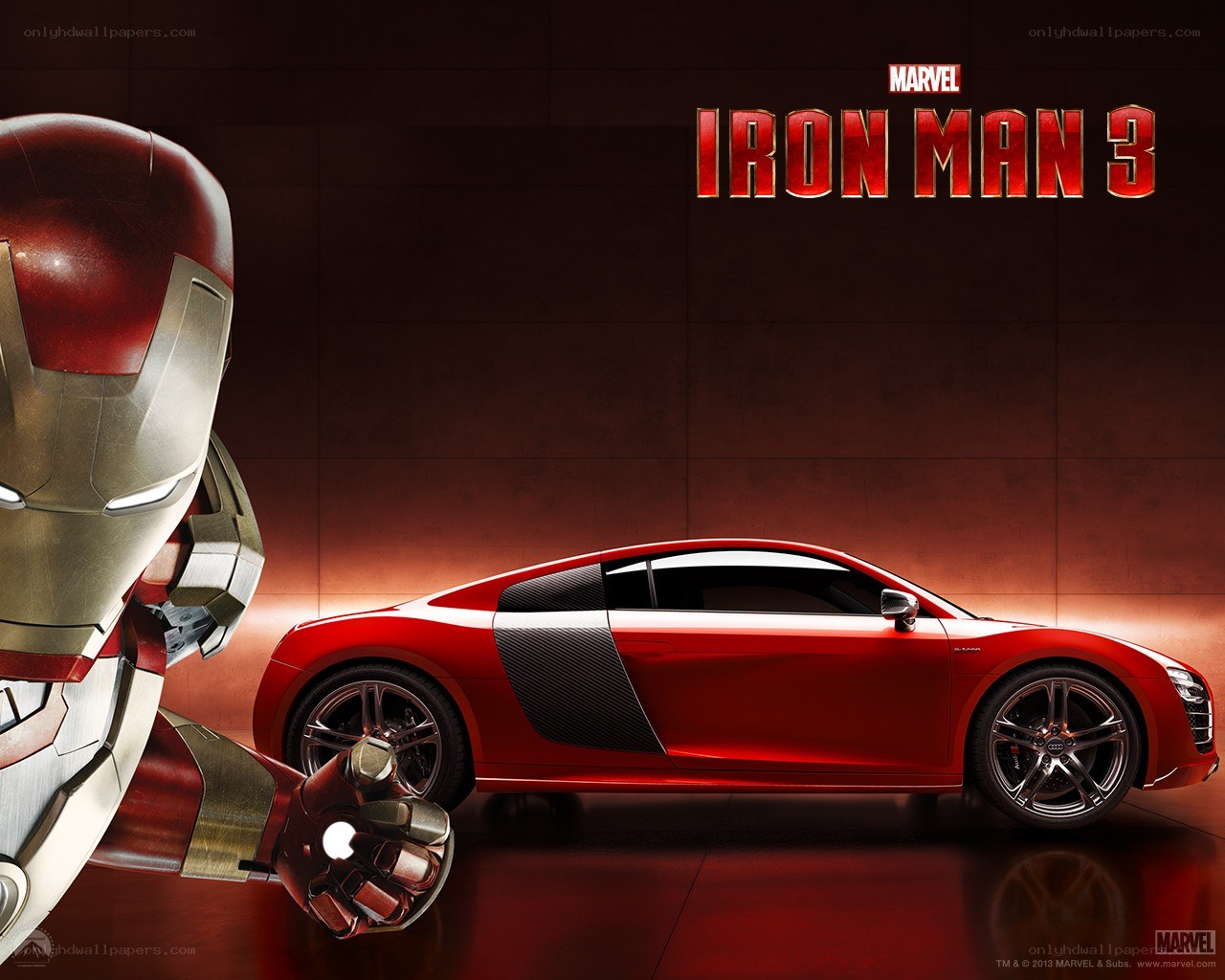 Iron Man and red car