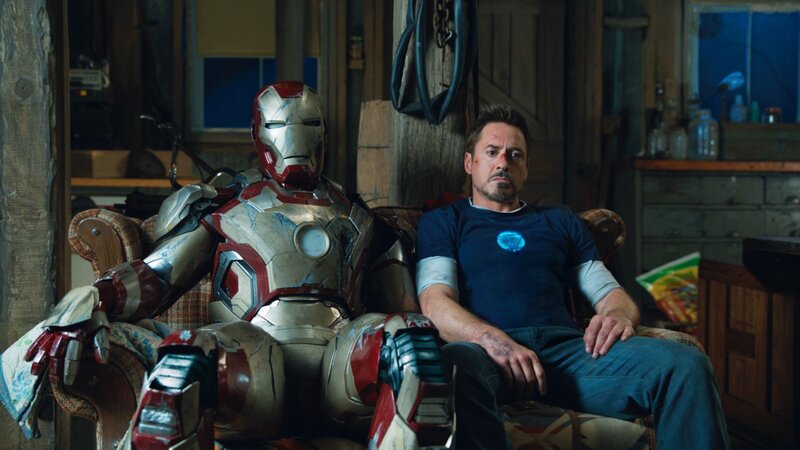 Iron Man and Tony Stark in workshop