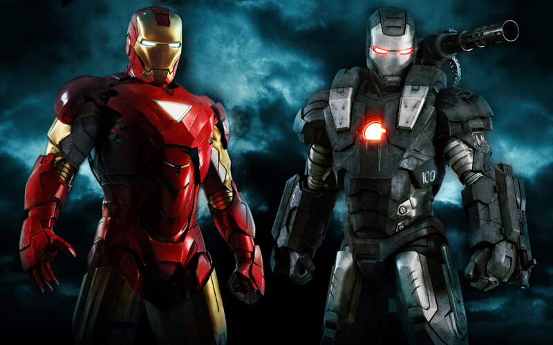 Iron Man and War Machine — Red, Dramatic, Night, Digital Art, Armor