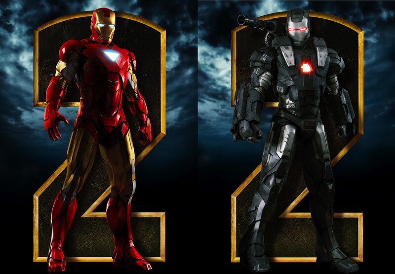 Iron Man and War Machine — Red, Dramatic, Night, Digital Art, Armor, Weapons