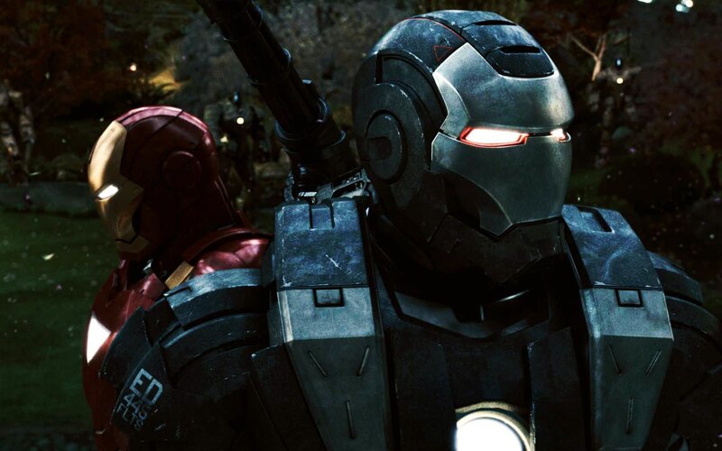 Iron Man and War Machine — Red, Dramatic, Night, Photograph, Armored Suits