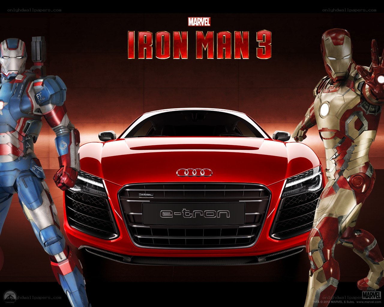 Iron Man and War Machine with Audi e-tron
