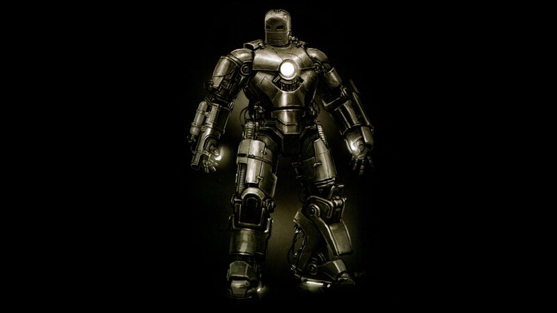 Iron Man Armor Suit — Black, Dramatic, Night, Digital Art, Robot