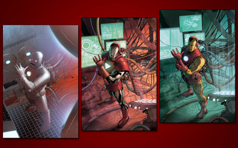 Iron Man Armor Suits — Red, Dramatic, Comic