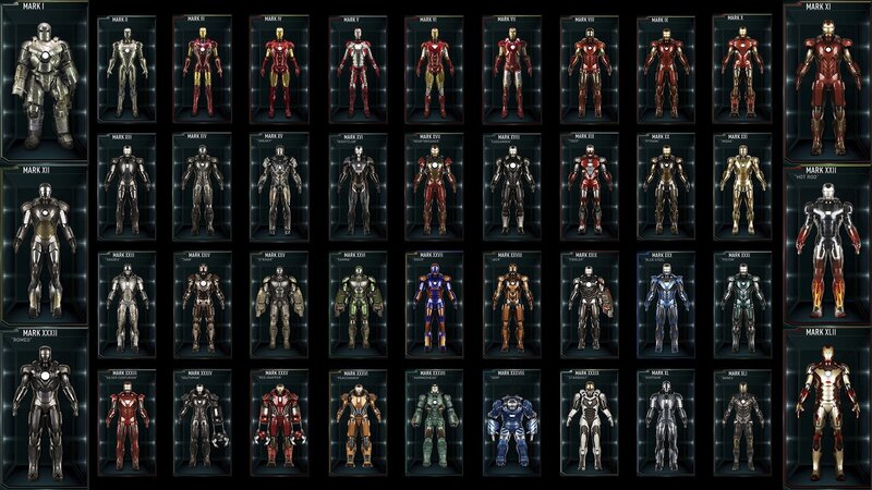 Iron Man Armor Suits — Red, Dramatic