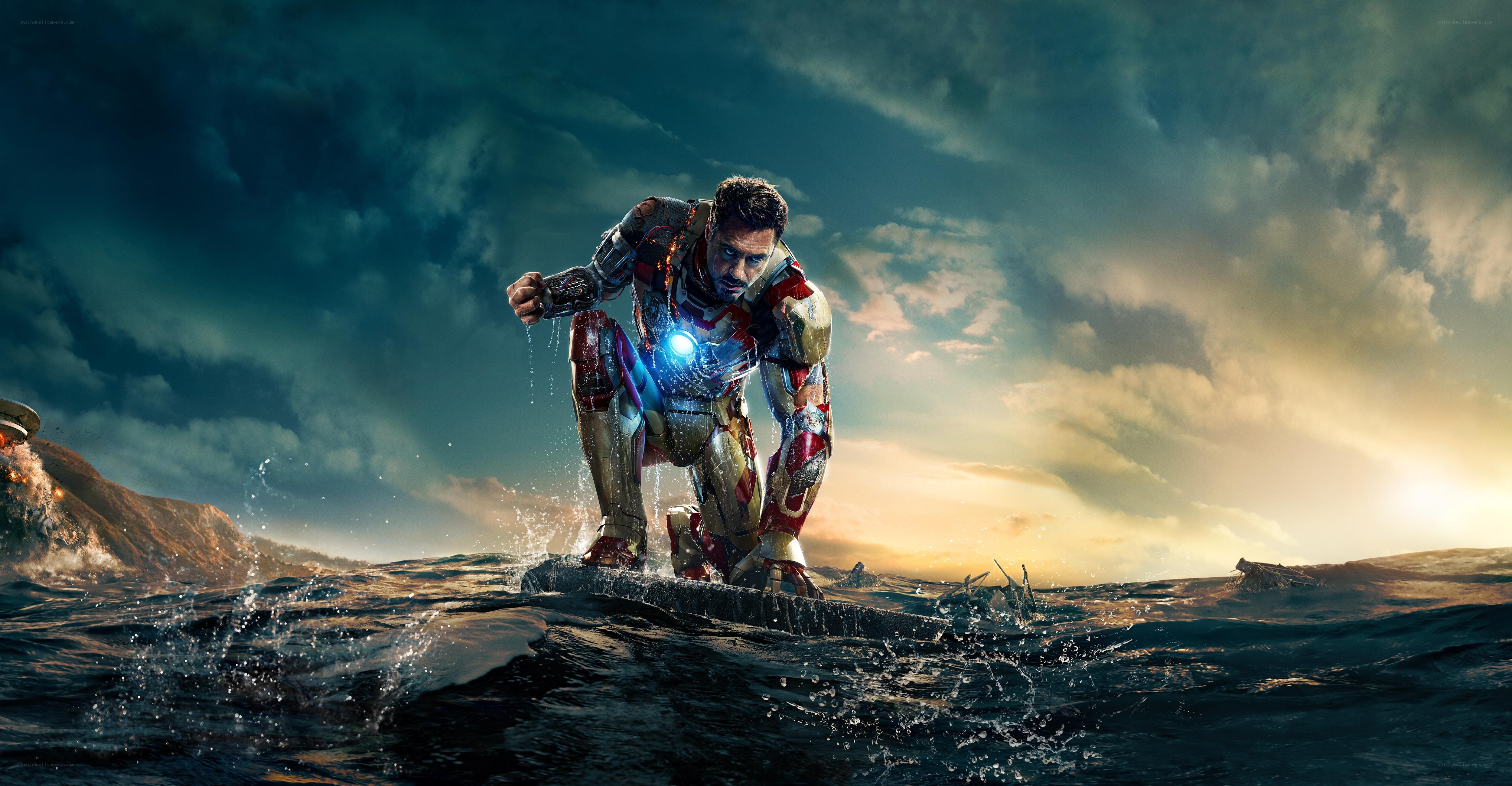 Iron Man emerges from ocean
